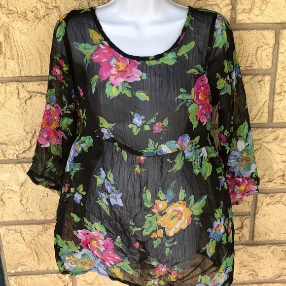 About a girl sheer Floral cover Top Swim Top beach - Picture 5 of 7